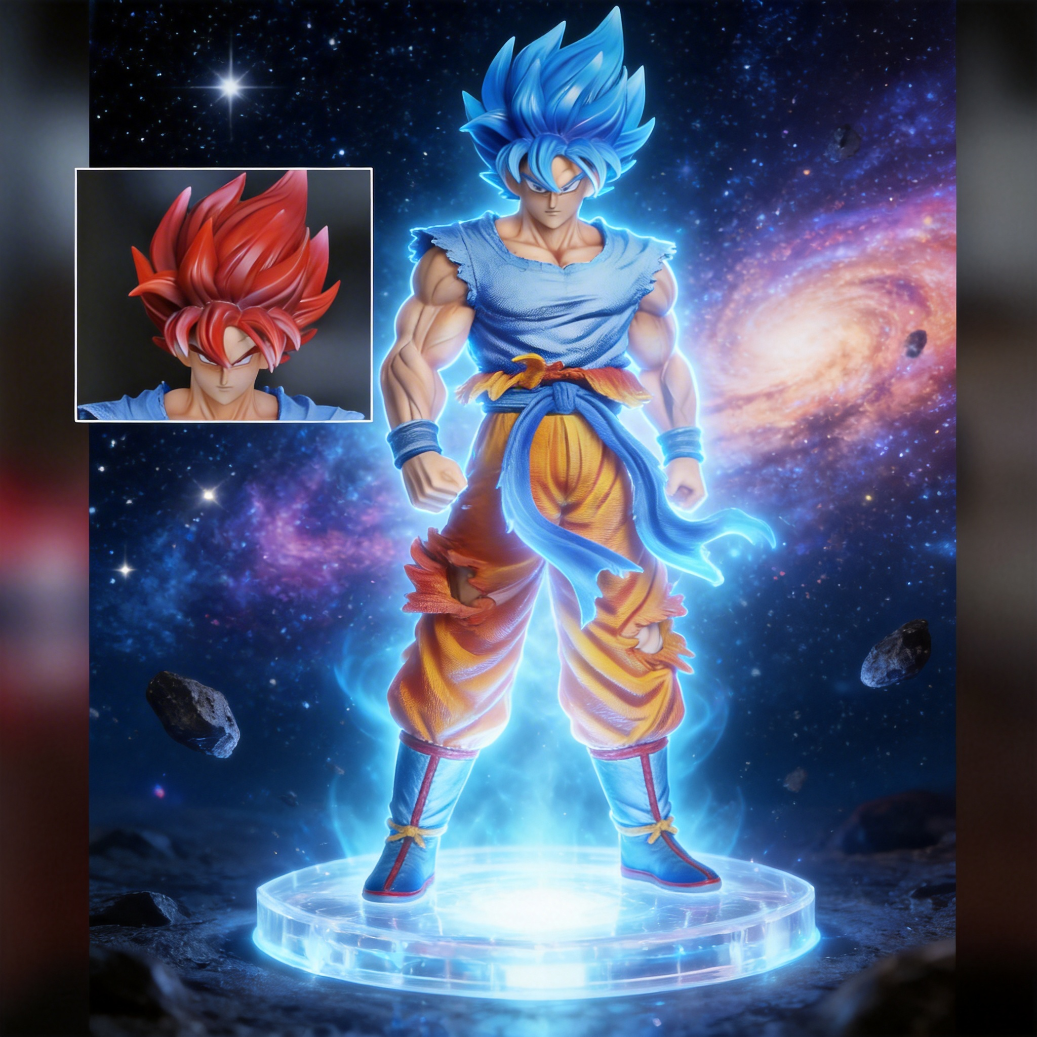 Dragon Ball Super Saiyan God Super Saiyan (SSGSS) Goku Resin Statue - LED Light-Up GK Model Desktop Collectible Gift for Men - Cosplee