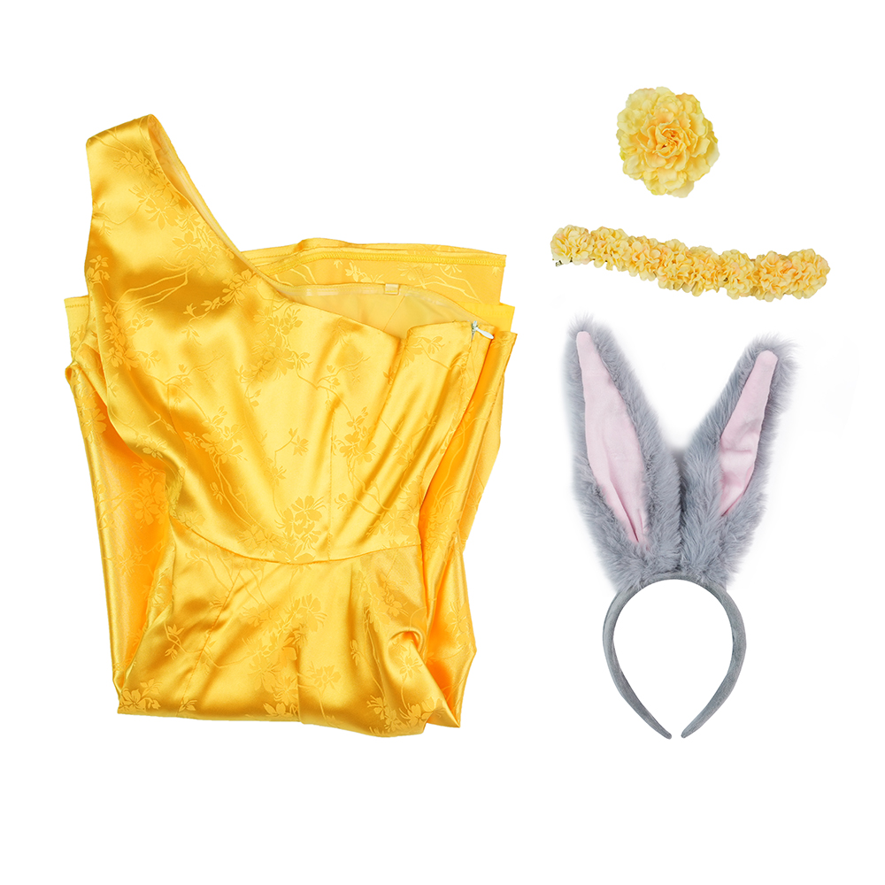 Licensed Zootopia 2 Judy Hopps Yellow Cocktail Dress and Skirt Cosplay Outfit Costume Set - Cosplee