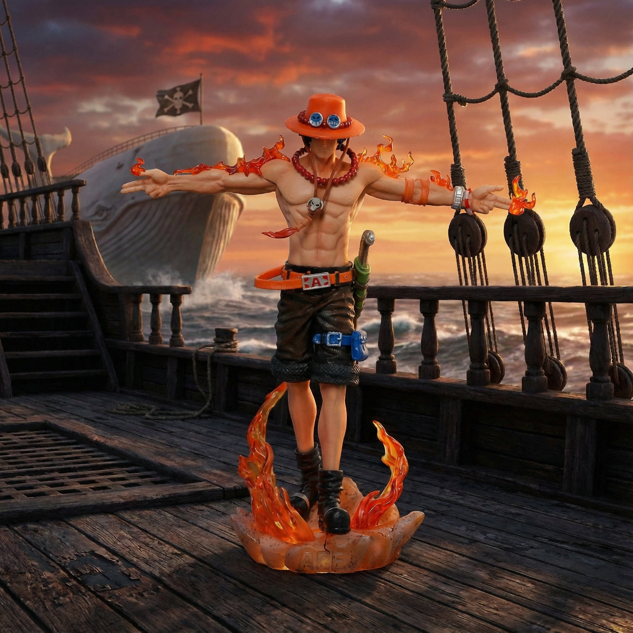 One Piece Three Brothers Ace with Cross Arms Action Figure Statue PVC Collectible Model - Cosplee