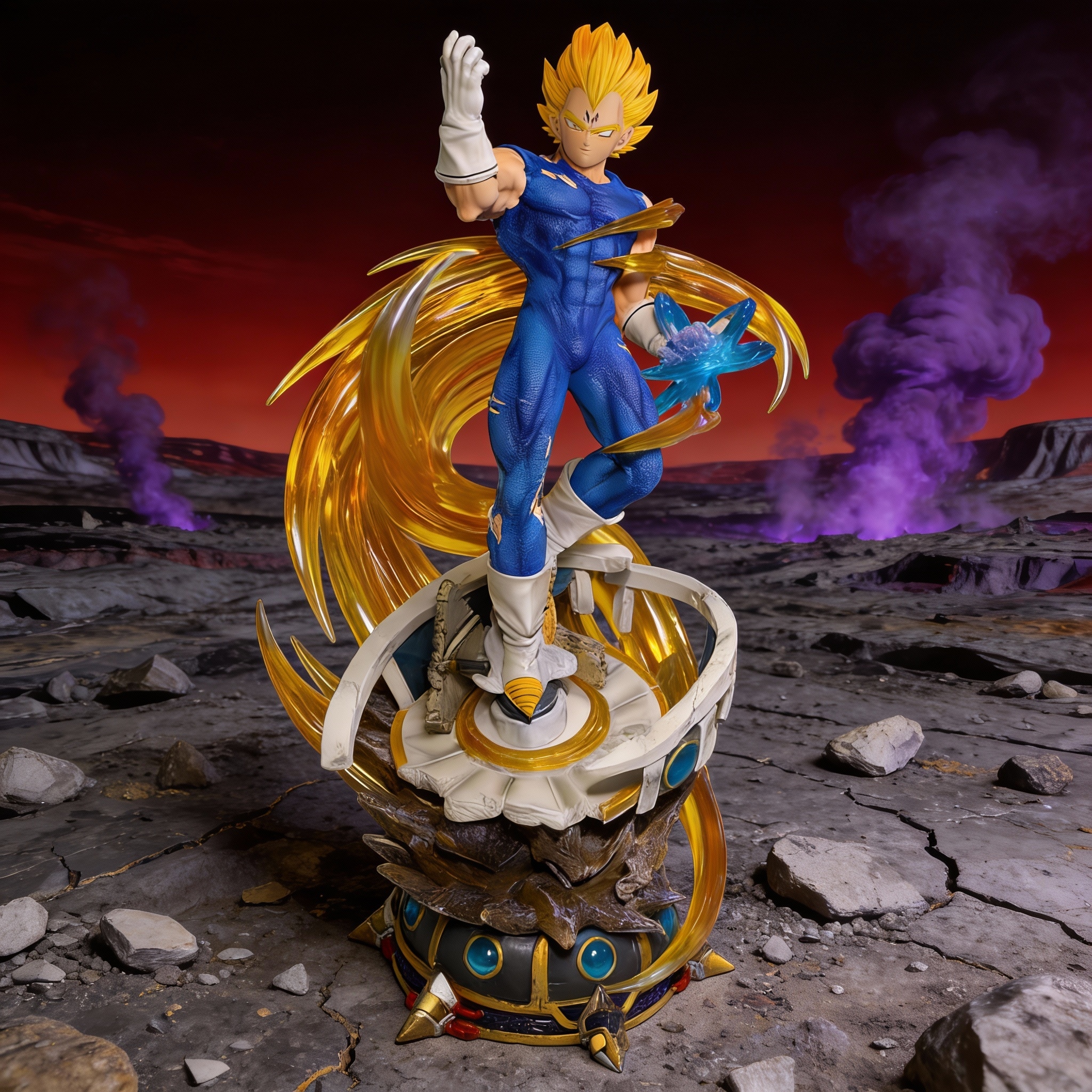 Dragon Ball Z LS Series - Super Saiyan Vegeta Large Scale Figure with LED Light & Dual Portraits - Cosplee