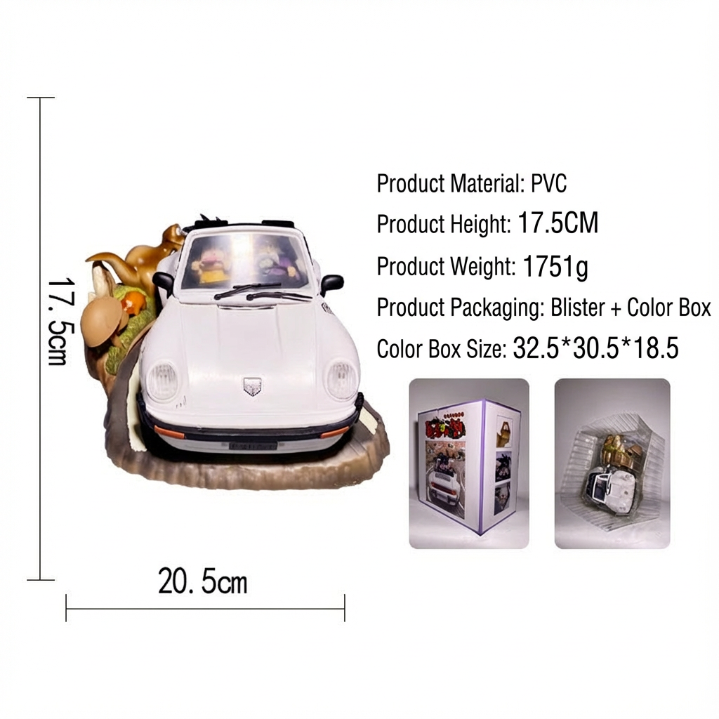 Turtle School Porsche 911 - Master Roshi & Students Joyride Figure (Kame House Creative Decor) - Cosplee