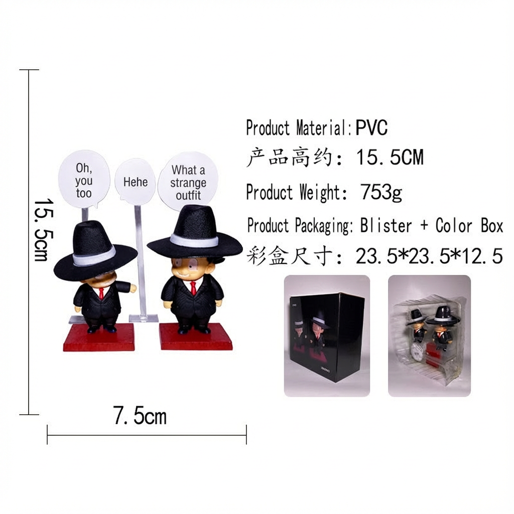 Dragon Ball - Goku & Krillin Q-Version Desktop Set - With Slogan Plates & PC Case Decor - Cosplee