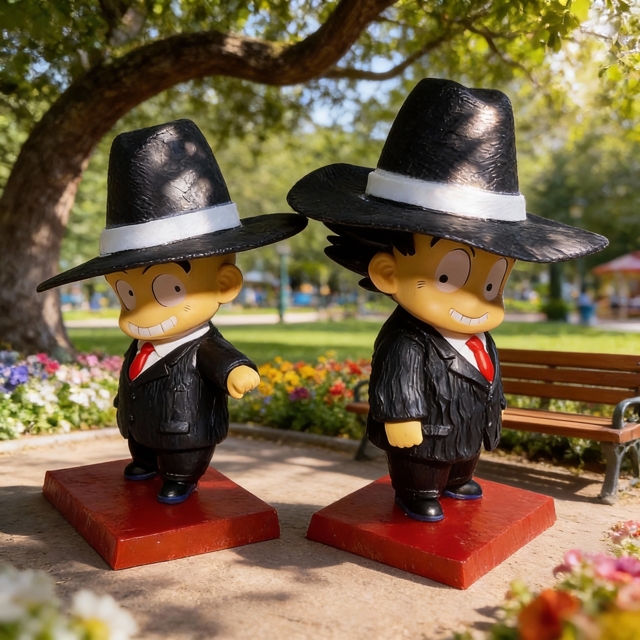 Dragon Ball - Goku & Krillin Q-Version Desktop Set - With Slogan Plates & PC Case Decor - Cosplee