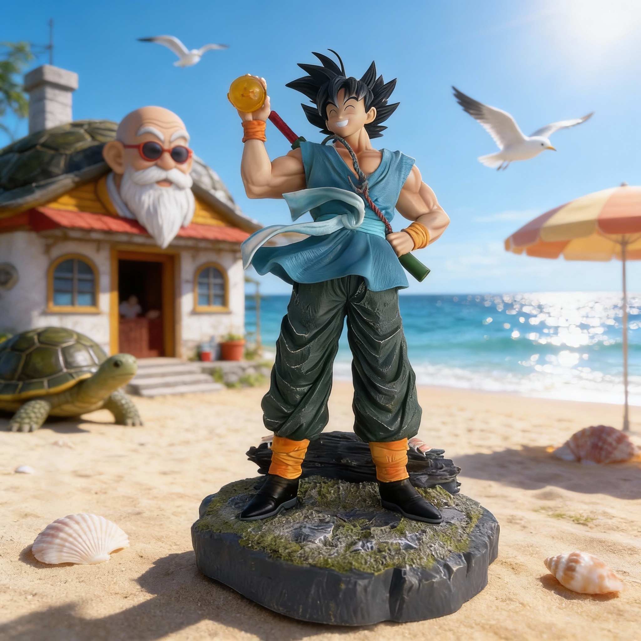 Dragon Ball - Four-Star Ball Goku (Cheerful Laughing Pose) - In-Stock Color Box Collectible Statue - Cosplee