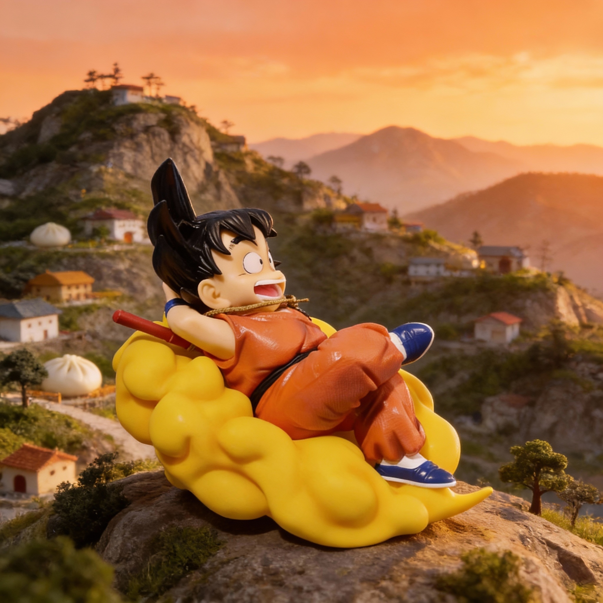 Dragon Ball Kid Goku & Flying Nimbus LED Night Light - Creative Anime Desk Lamp & Collectible - Cosplee