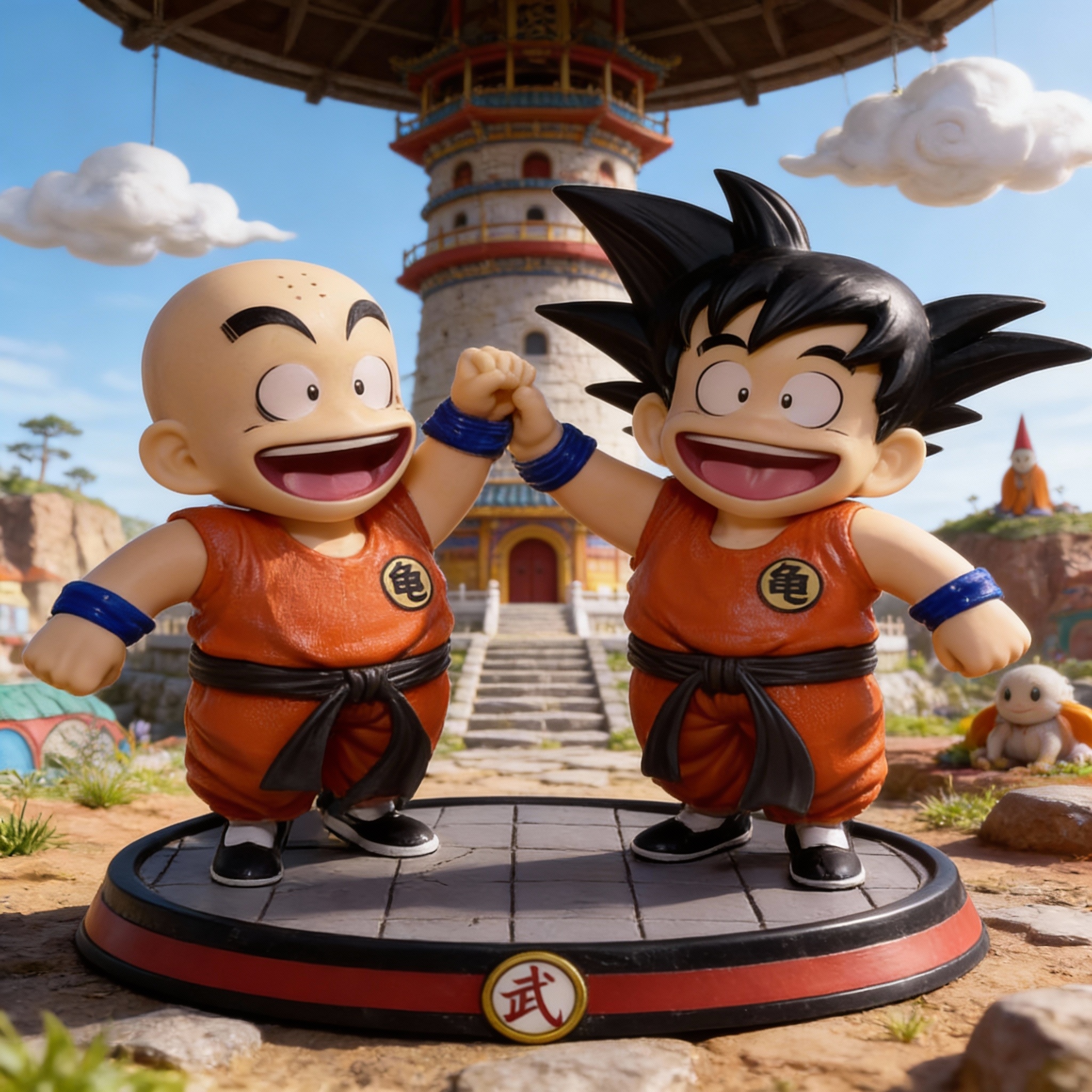 Dragon Ball - Kid Goku & Kid Krillin Cute Figure Set - Martial Arts Training Scene - Cosplee