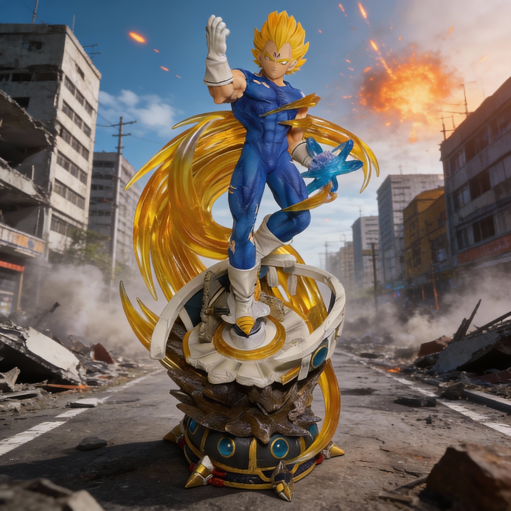 Dragon Ball Z LS Series - Super Saiyan Vegeta Large Scale Figure with LED Light & Dual Portraits - Cosplee