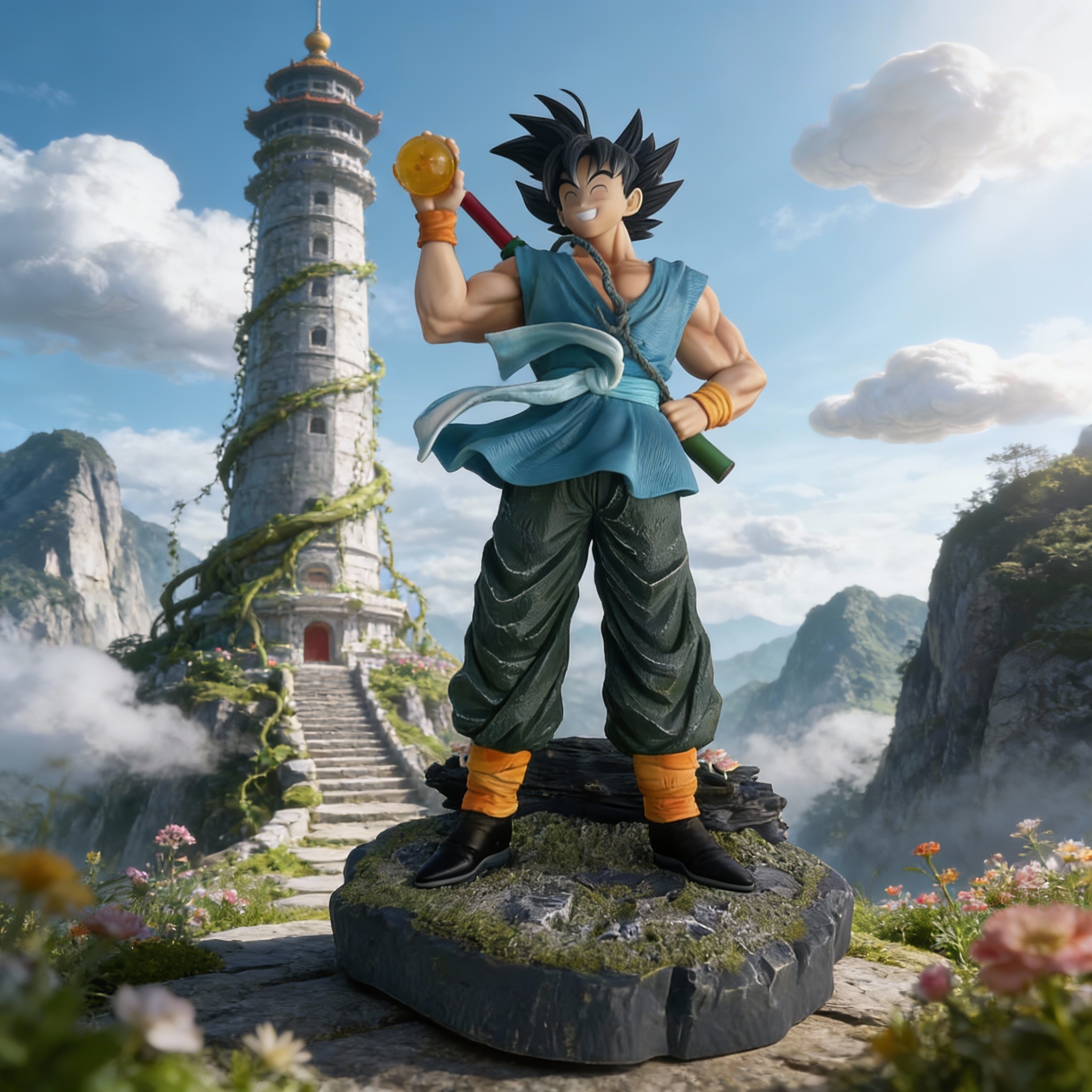 Dragon Ball - Four-Star Ball Goku (Cheerful Laughing Pose) - In-Stock Color Box Collectible Statue - Cosplee
