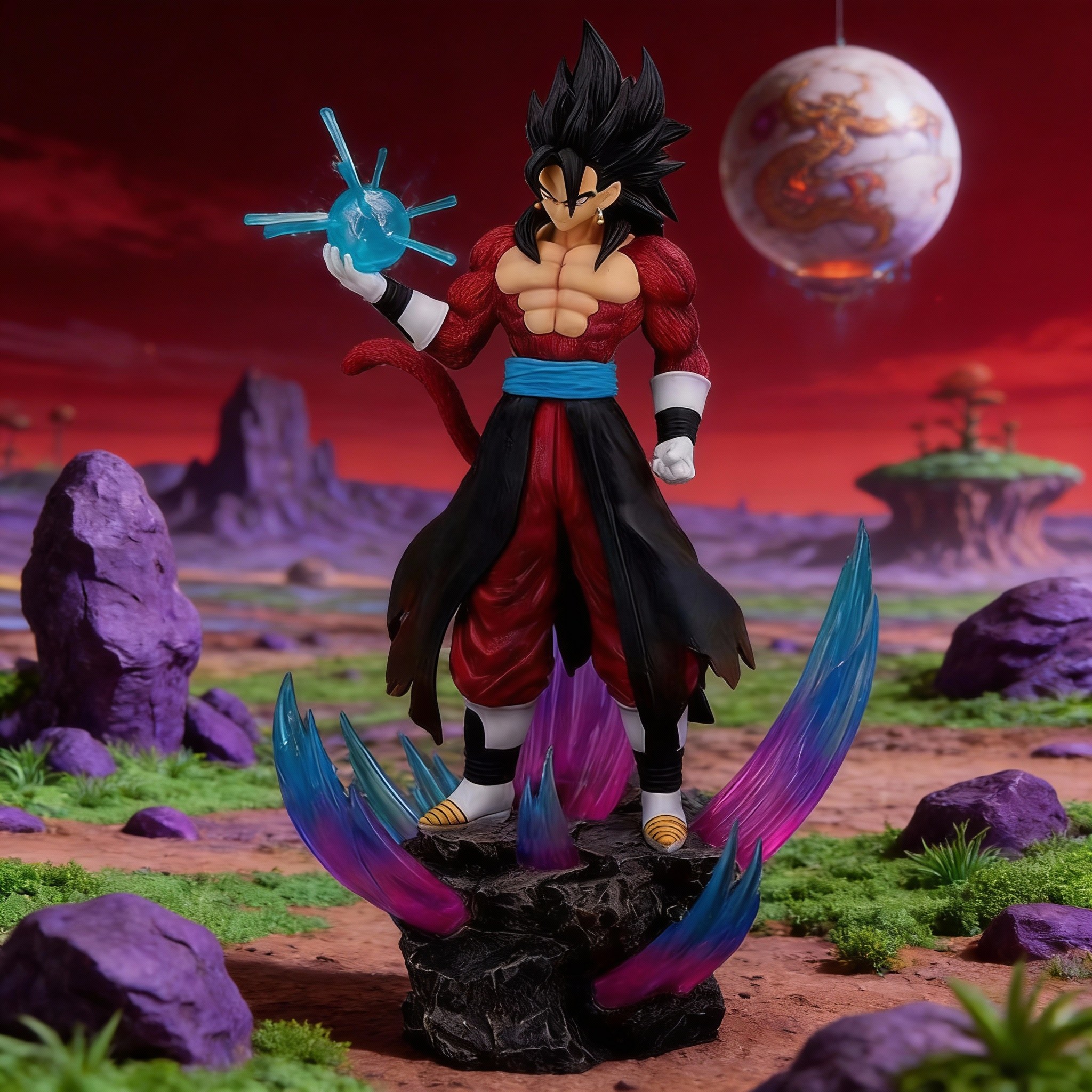 Dragon Ball GT - Super Saiyan 4 Gogeta Dual-Portrait LED Light-Up Diorama Statue - Cosplee