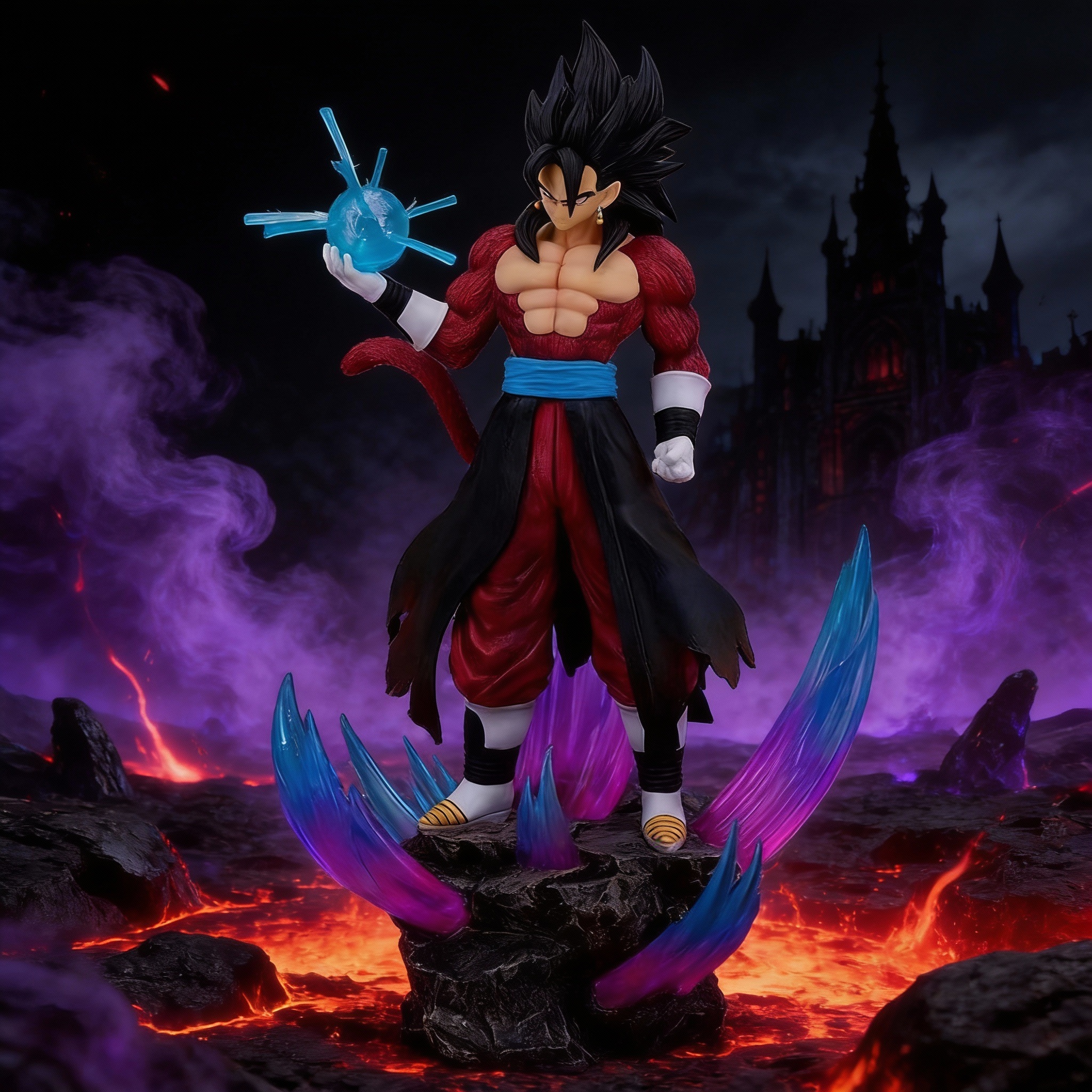 Dragon Ball GT - Super Saiyan 4 Gogeta Dual-Portrait LED Light-Up Diorama Statue - Cosplee