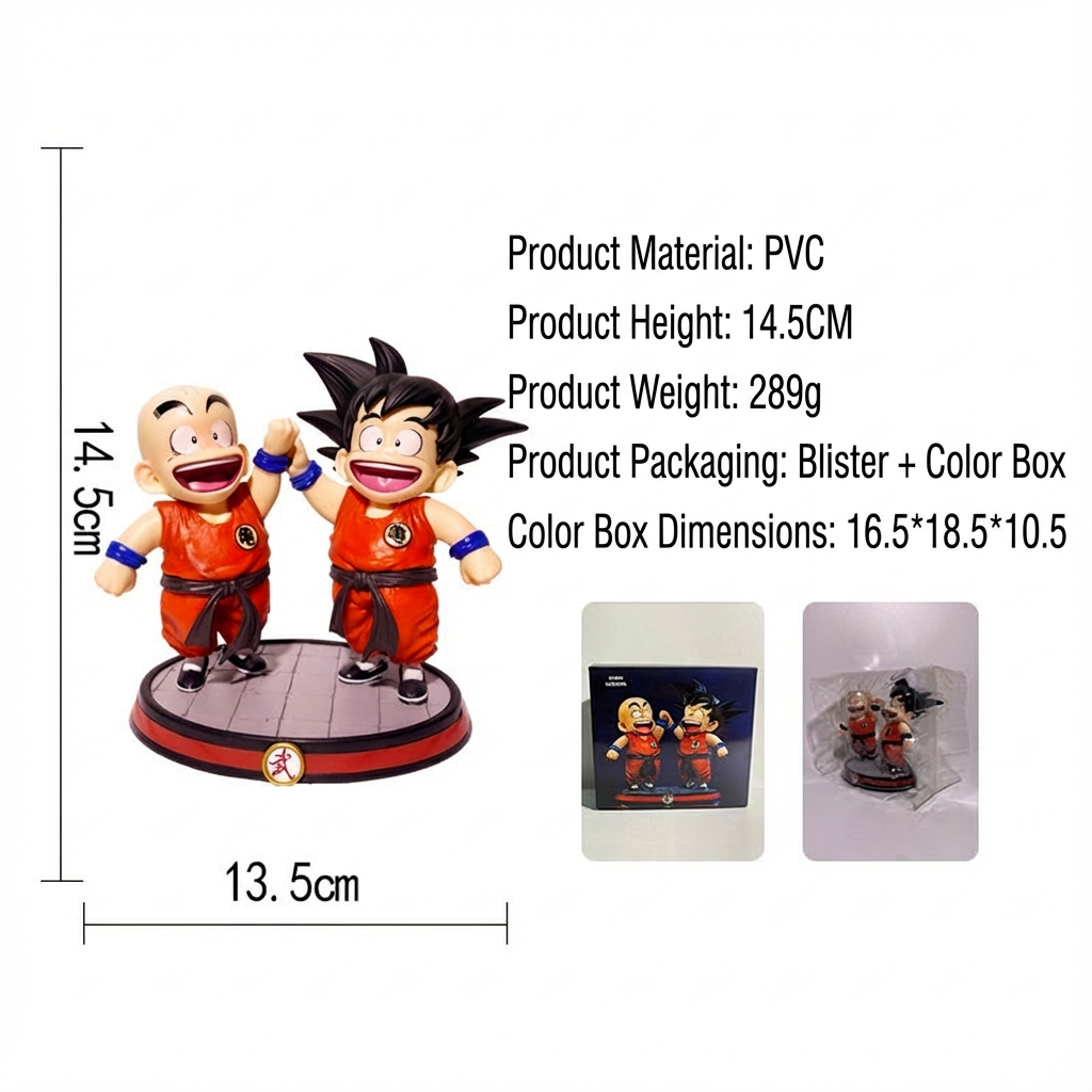 Dragon Ball - Kid Goku & Kid Krillin Cute Figure Set - Martial Arts Training Scene - Cosplee