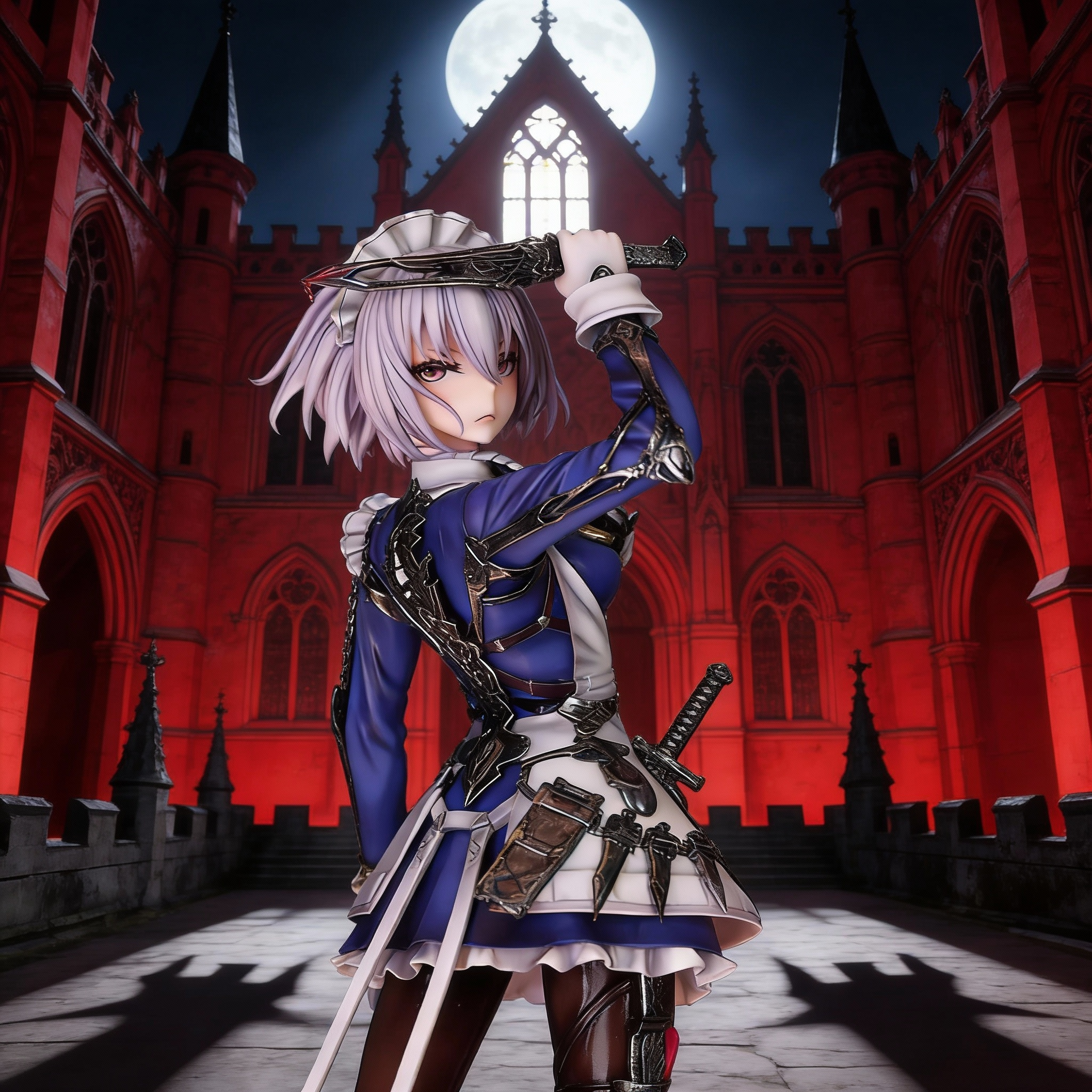 New Edition Touhou Project Sakuya Izayoi Figure - Short Hair Scarlet Devil Maid PVC Anime Statue - Cosplee