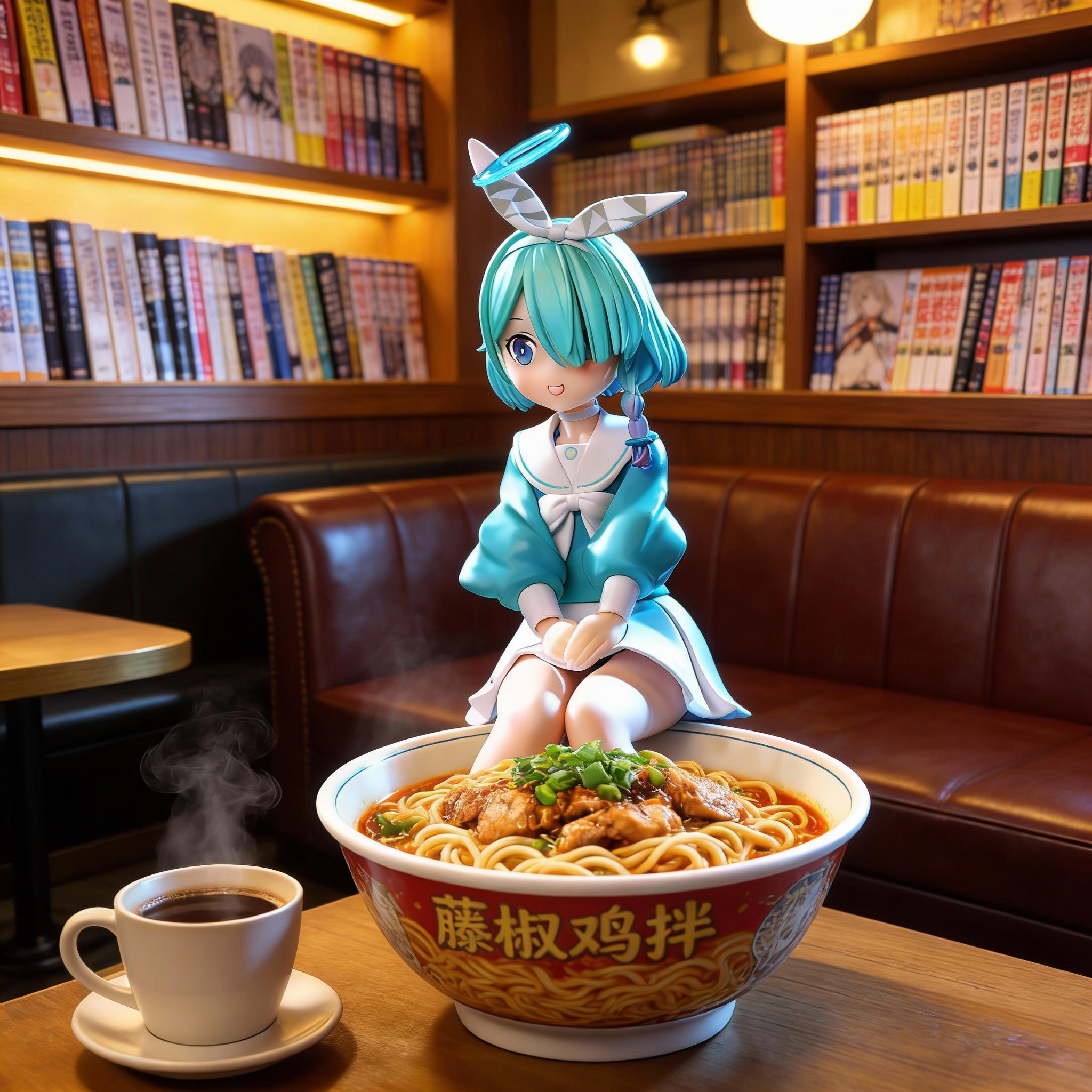 Sailor Uniform Arona Cute Anime Figure - Instant Noodles Press & Sitting Pose Model Collectible - Cosplee
