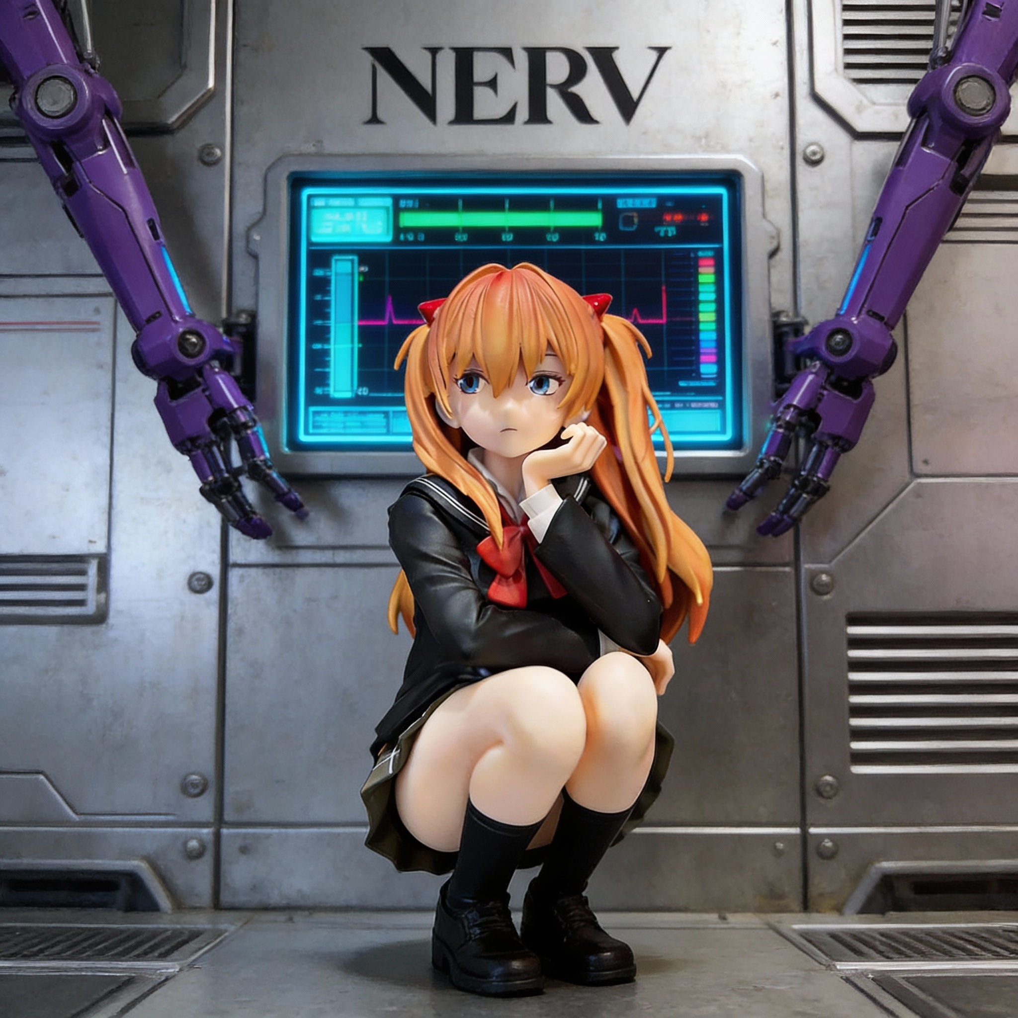 Evangelion EVA Crouching Asuka Figure - Anime Girl Model Collectible Statue Gift - Cosplee