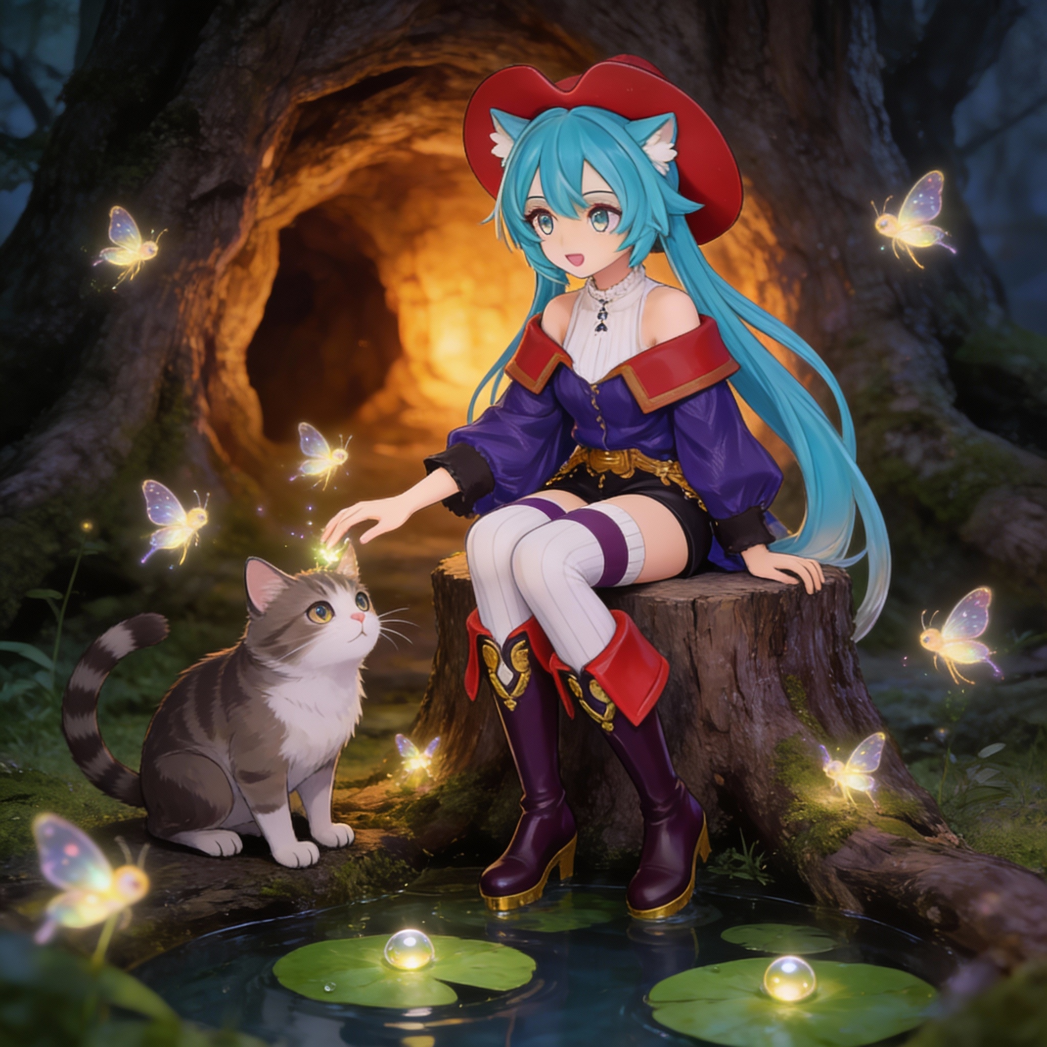 Hatsune Miku Figure - Fairy Tale Wonderland Puss in Boots Anime Statue Desktop Decoration Gift - Cosplee