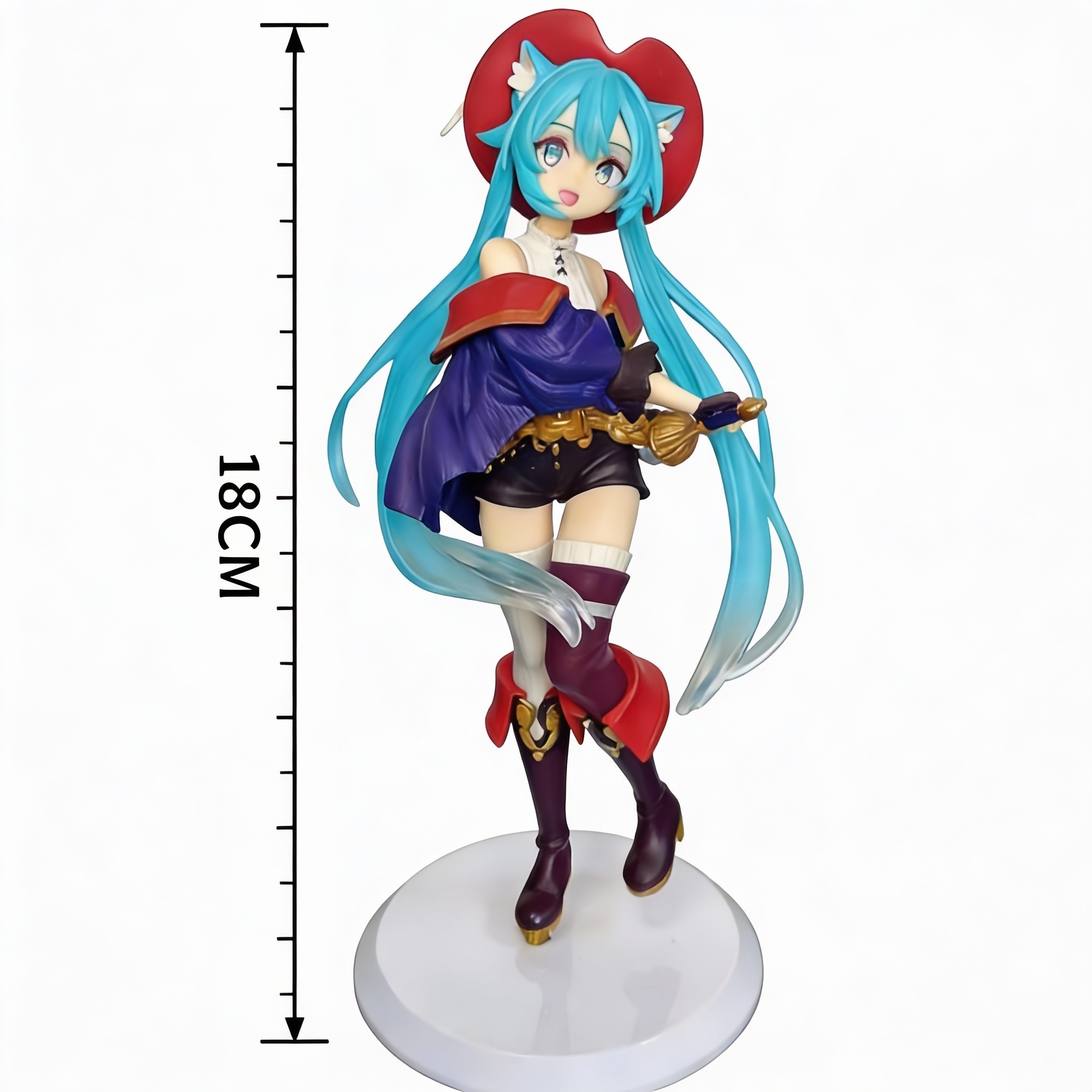 Hatsune Miku Figure - Fairy Tale Wonderland Puss in Boots Anime Statue Desktop Decoration Gift - Cosplee