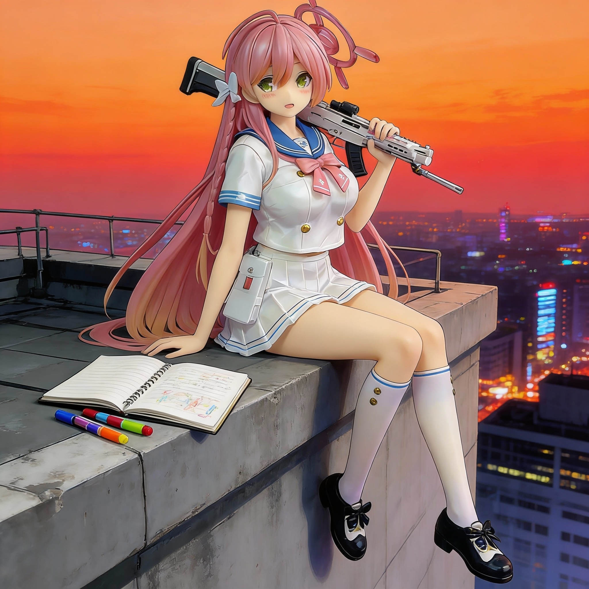 Hanako Minagawa with Gun Figure - Cute & Detailed Anime Mecha Model Toy - Cosplee