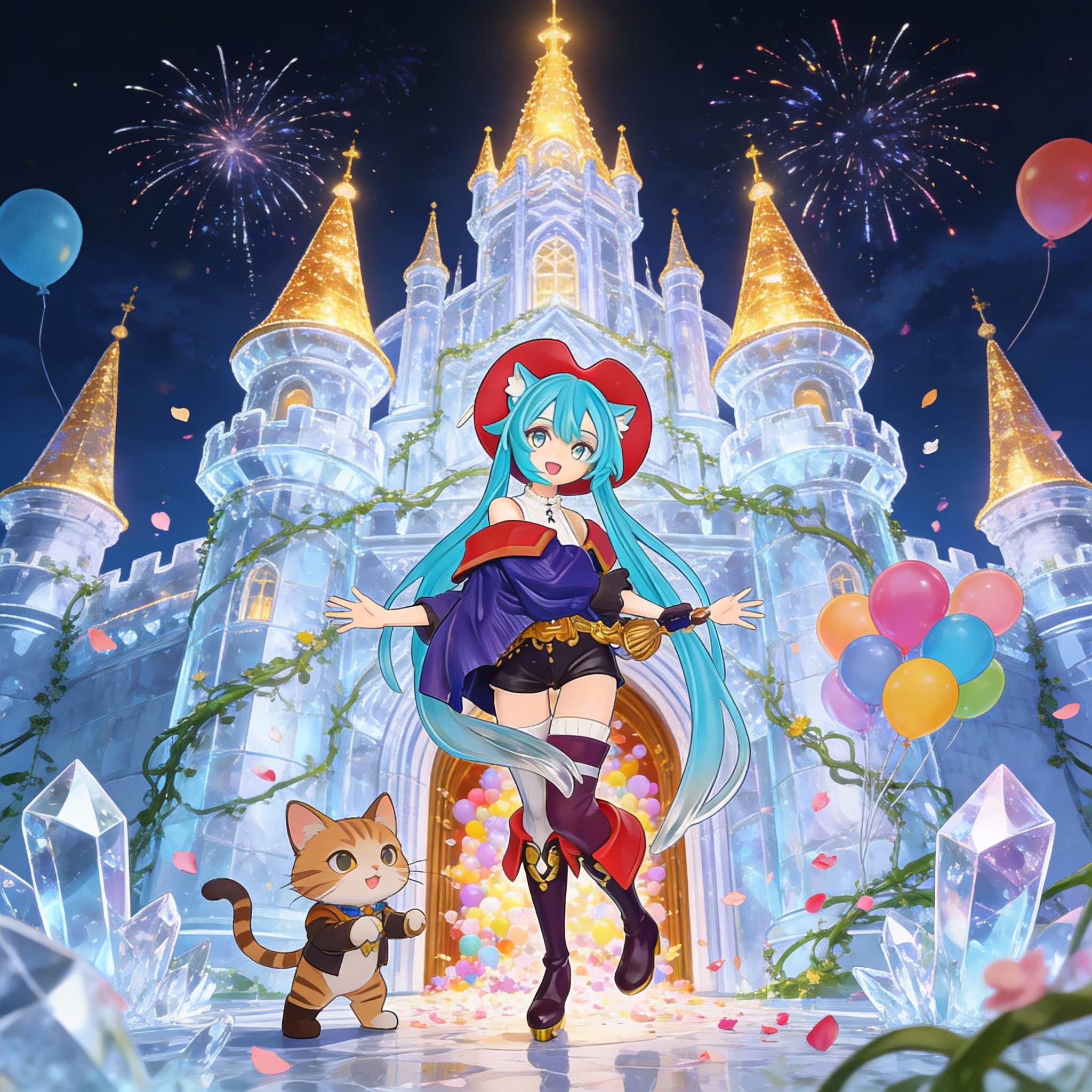 Hatsune Miku Figure - Fairy Tale Wonderland Puss in Boots Anime Statue Desktop Decoration Gift - Cosplee