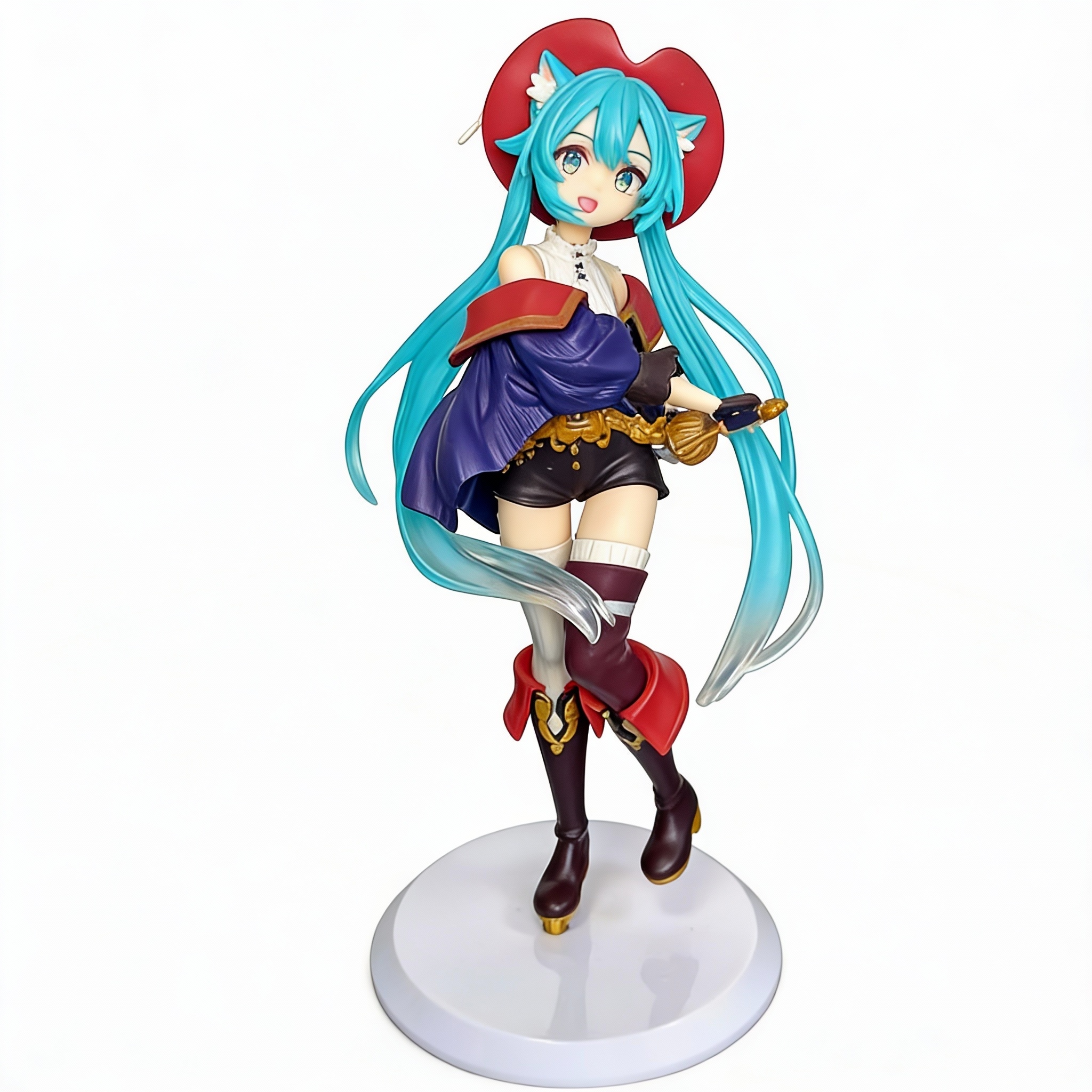 Hatsune Miku Figure - Fairy Tale Wonderland Puss in Boots Anime Statue Desktop Decoration Gift - Cosplee