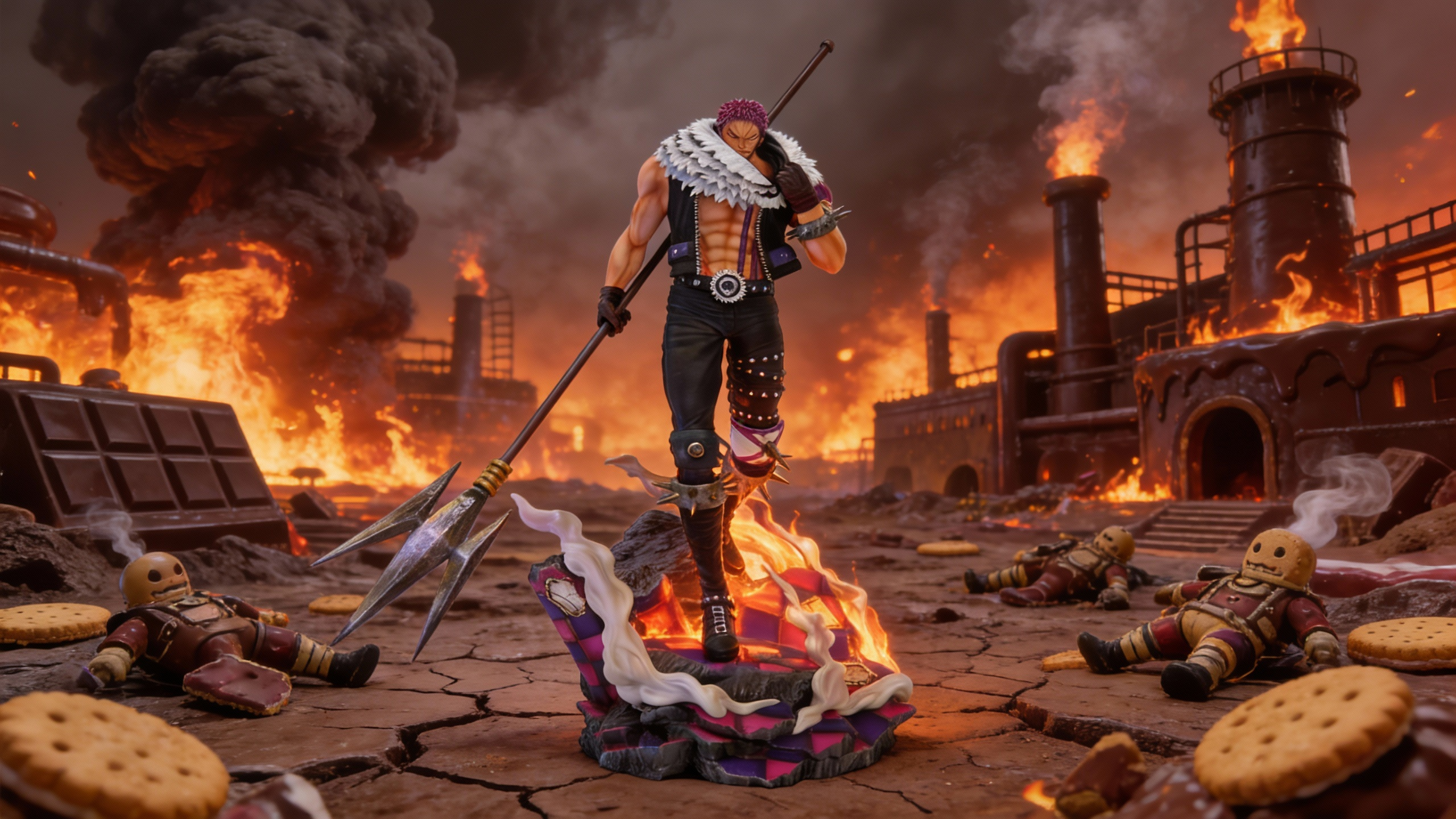 One Piece JT Studio Katakuri Statue and BT Studio Charlotte Katakuri action figure with detailed Mochi Mochi no Mi awakening base and muscular definition.