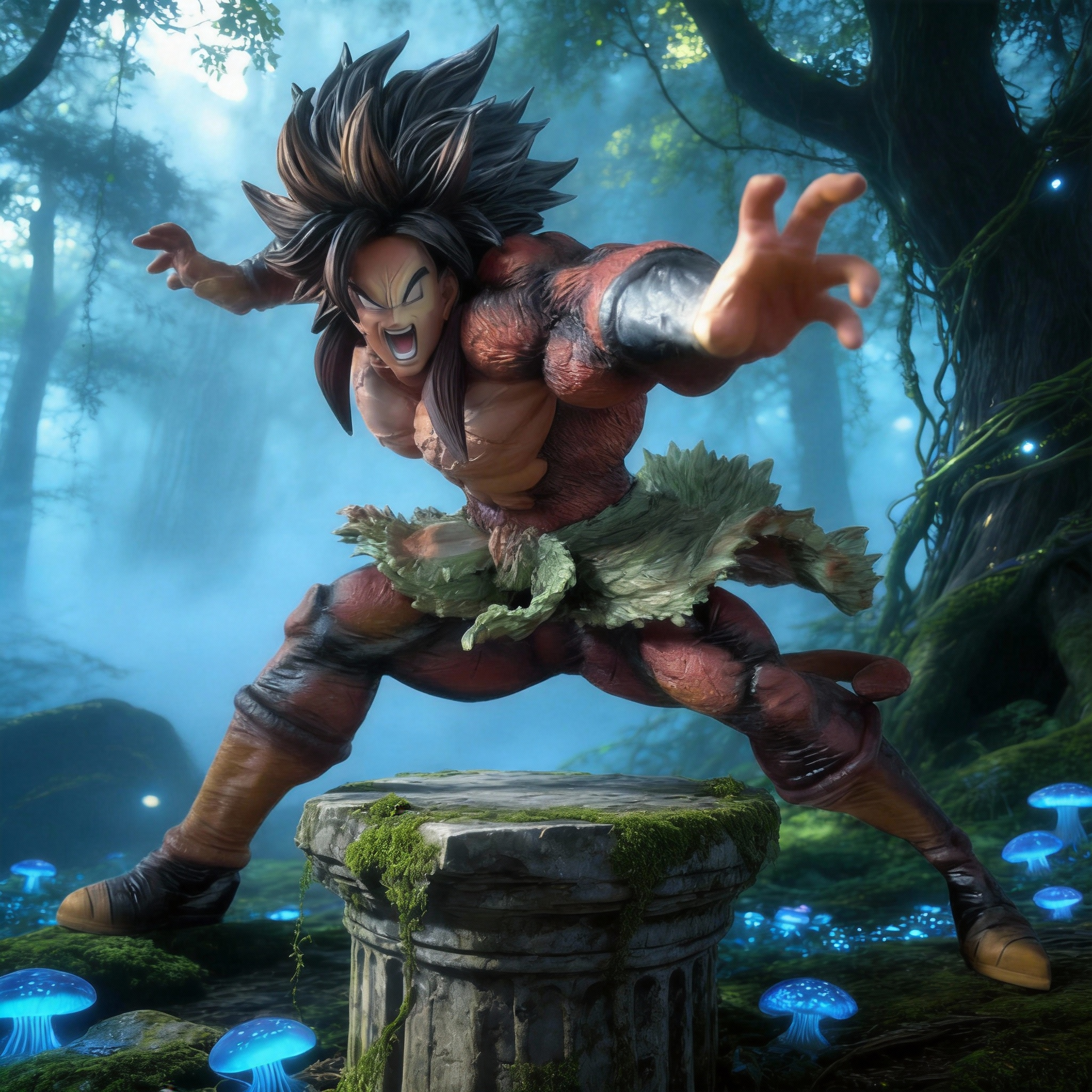 Dragon Ball GT Super Saiyan 4 Broly Light-Up Battle Damaged GK Statue - Cosplee