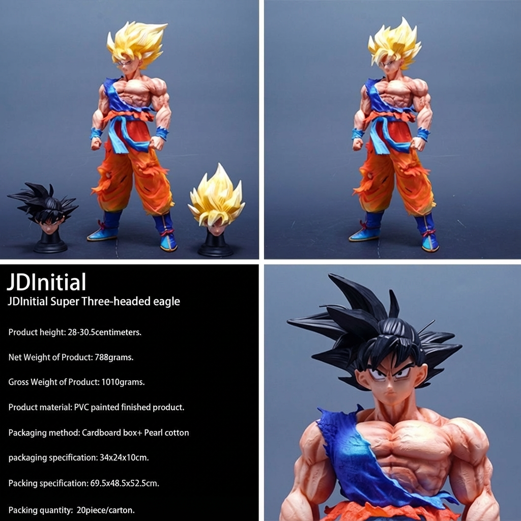 First Super Saiyan Goku Dual-Head Interchangeable GK Statue - Dragon Ball Z Figure - Cosplee