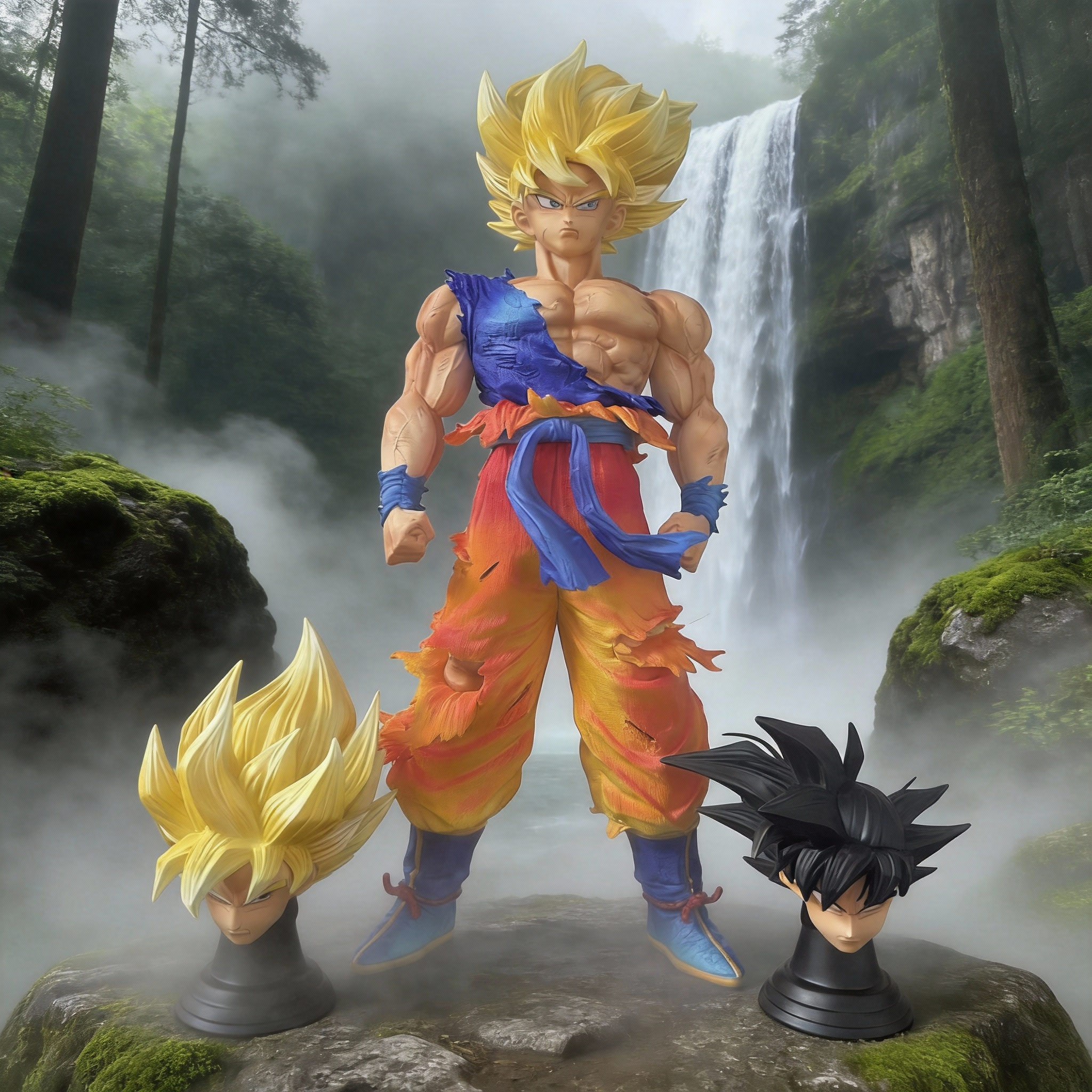 First Super Saiyan Goku Dual-Head Interchangeable GK Statue - Dragon Ball Z Figure - Cosplee