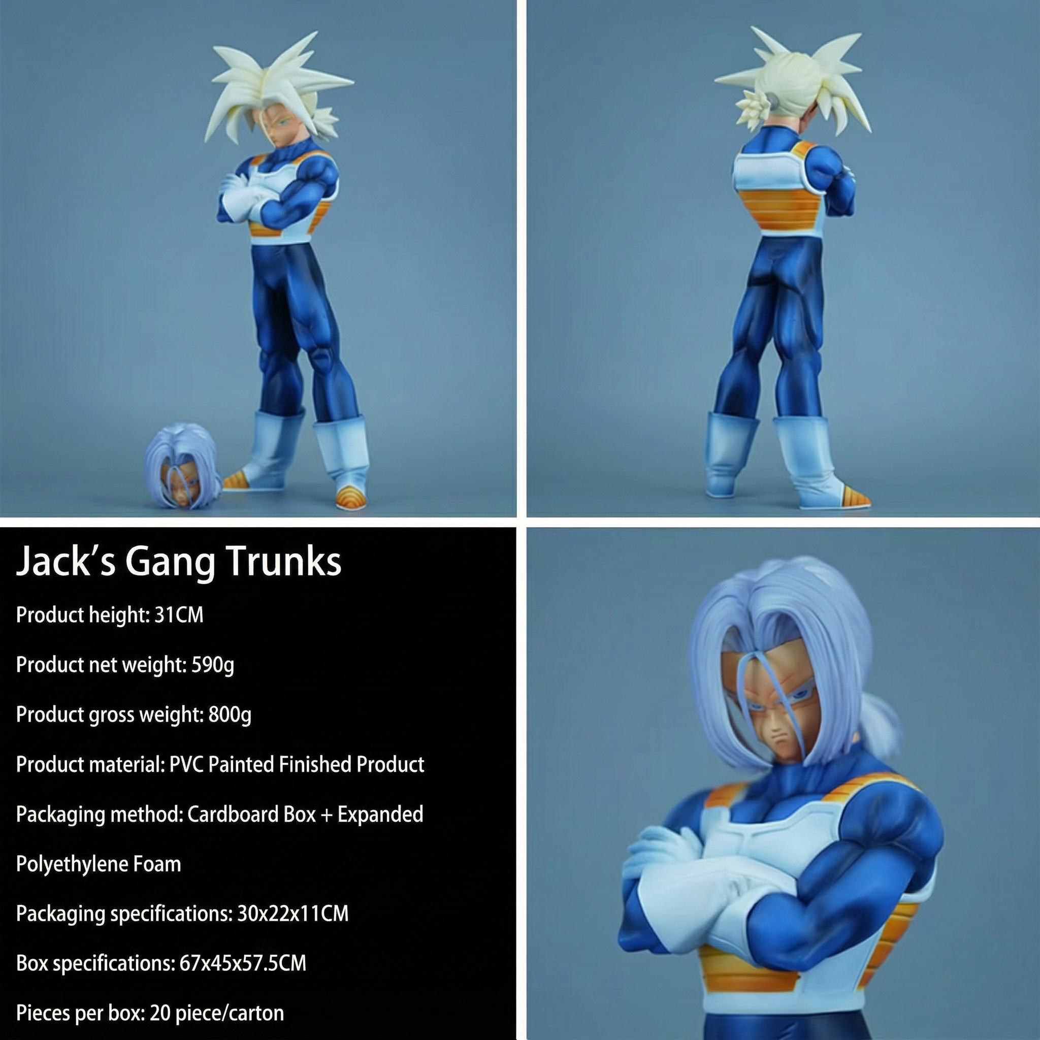 Future Trunks Dual-Portrait Super Saiyan (SSJ/SSJ2) GK Statue - Dragon Ball Z Collectible - Cosplee