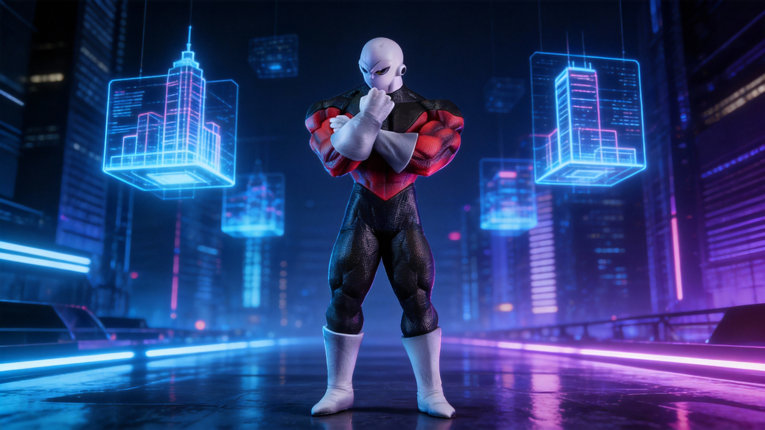 Premium Jiren the Gray resin statue in ultimate battle pose, featuring detailed muscular anatomy, Pride Trooper uniform, and stoic expression on a high-end display base.