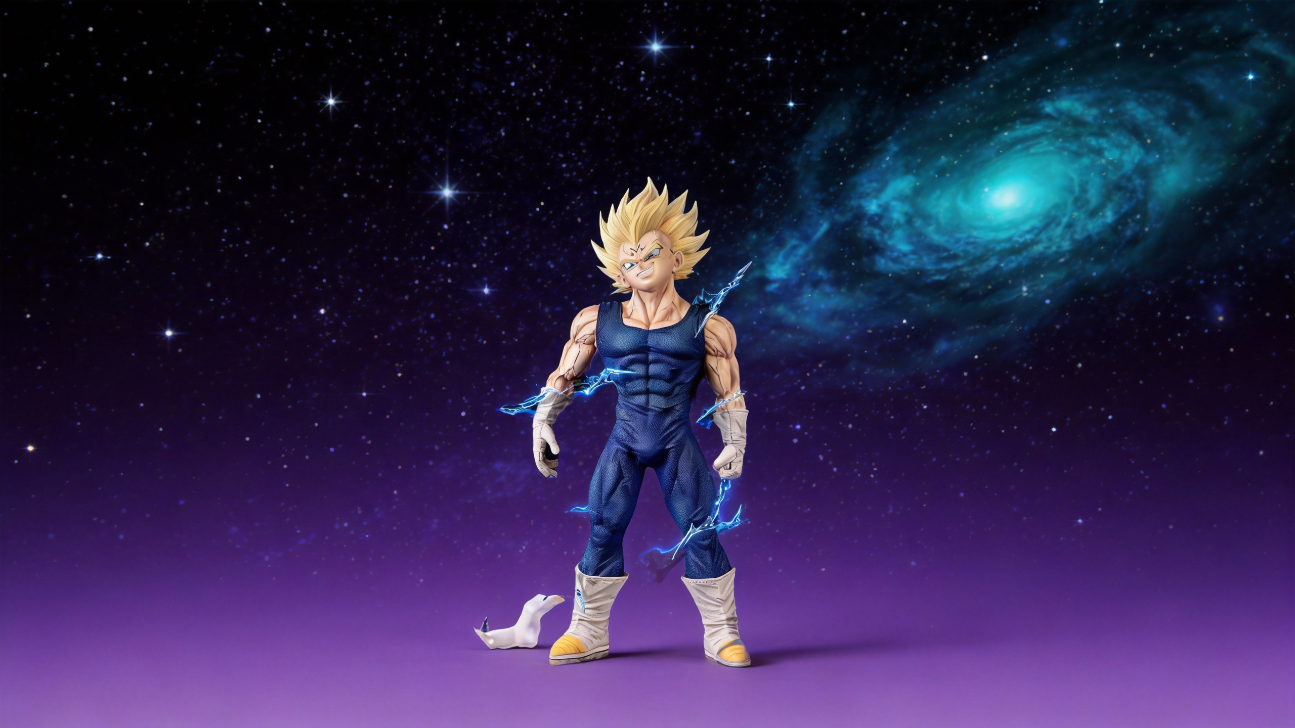 Android 18 battle damaged GK statue with ripped black shirt, blonde bob hair, and a determined facial expression, showing realistic skin texture through frayed fabric.